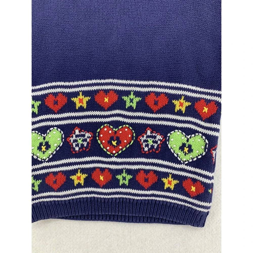 Vintage Girl's Gymboree Hearts Embroidered Sweater Size Large Cotton